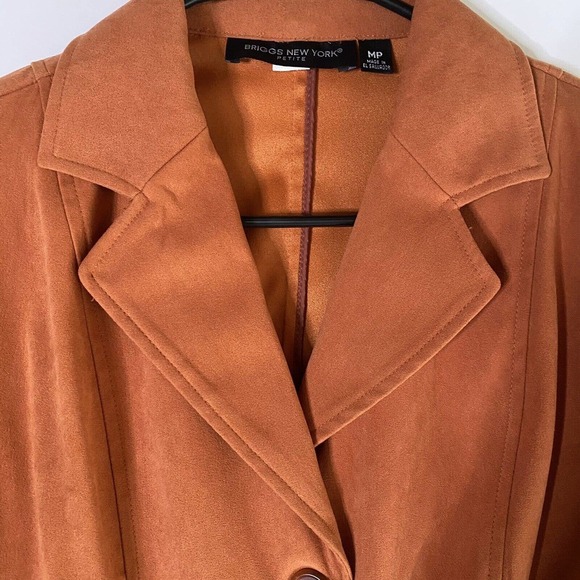 Briggs New York Shirt Blazer Womens MP Long Sleeve Rust Orange Shoulder Pads - Picture 3 of 10